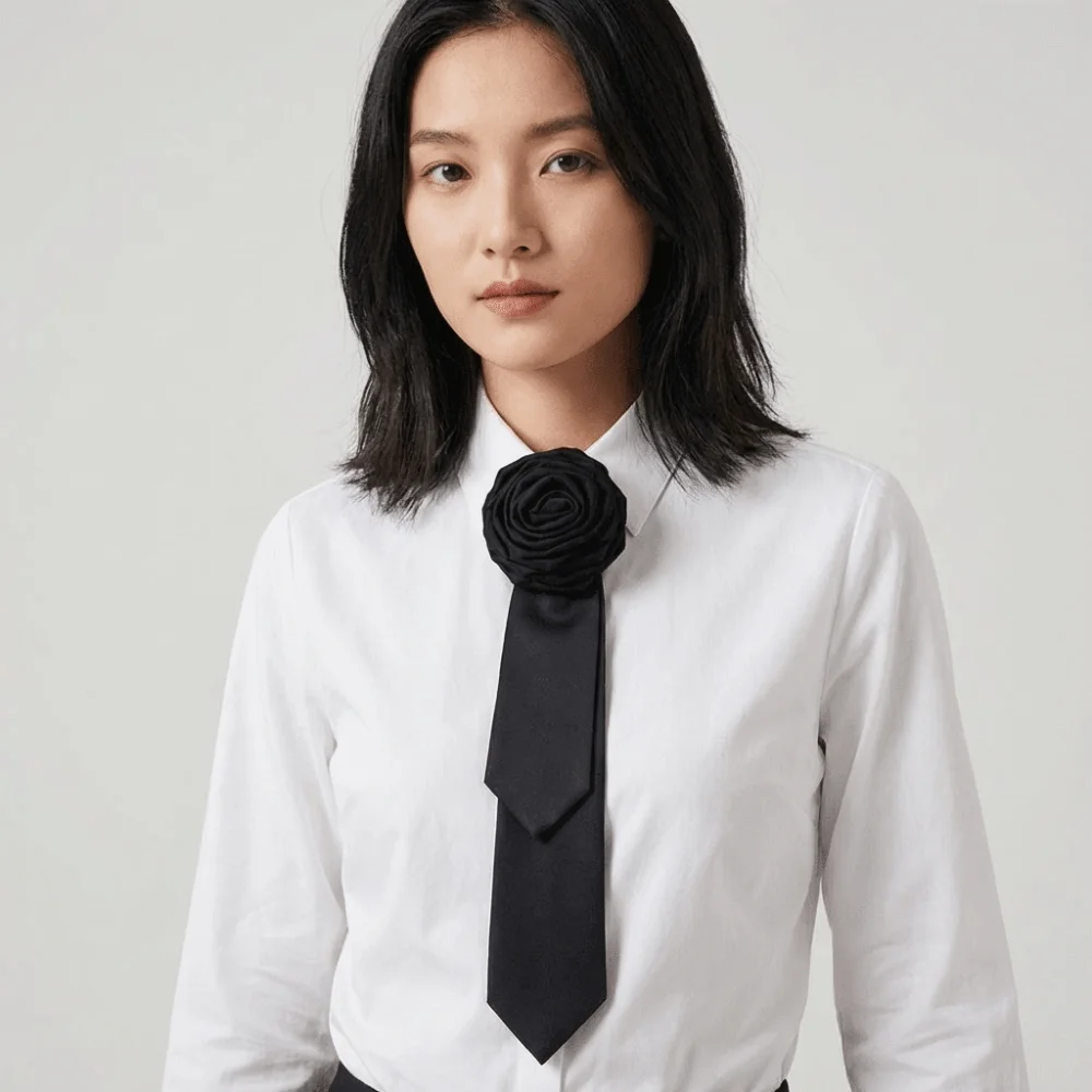 Fashion Fabric Rose Flower Bowtie British Style Solid Color Collar Flower Collar Cravat Brooch Gentleman's Bow Tie Women