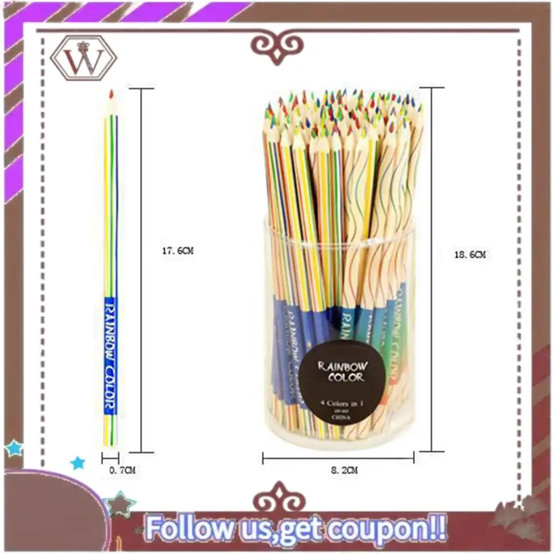 Новейшие 50 шт. карандаш радужного цвета 4 в 1 цветные карандаши для рисования, канцелярские принадлежности