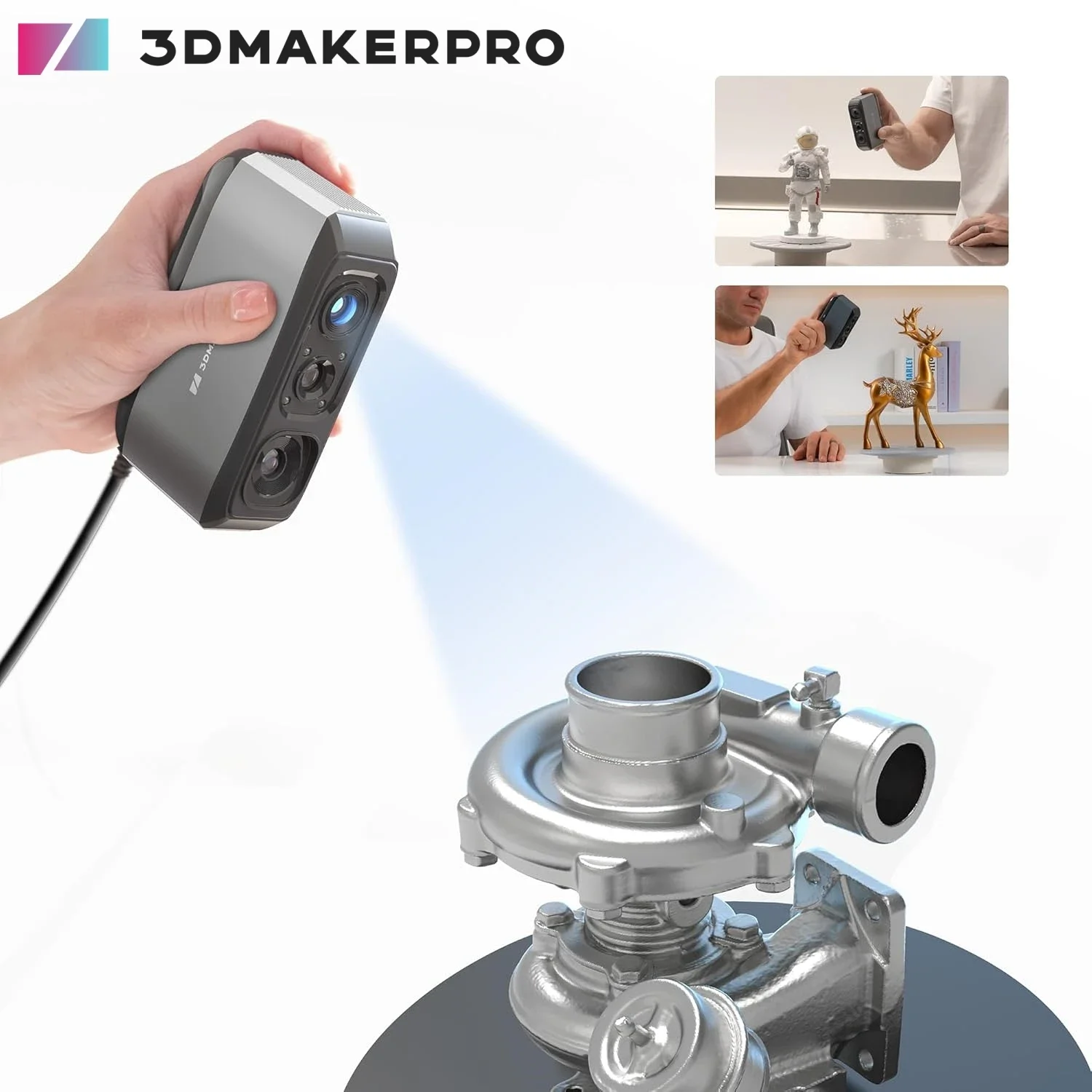 3D Scanner for 3D Printing,High Detailed Precision, 24-bit Color Camera, Anti-Shake Lenses, Compatible with Windows/MacOS, Moose