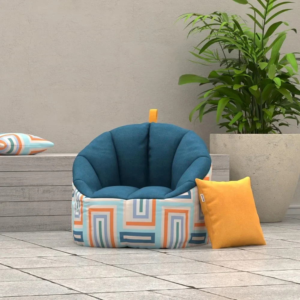 Fauteuil pouf résistant aux intempéries, canapé pouf d'extérieur de 2.5 pieds, blocs de verre de lac/radiateur entrelacés, tissu à degré UV