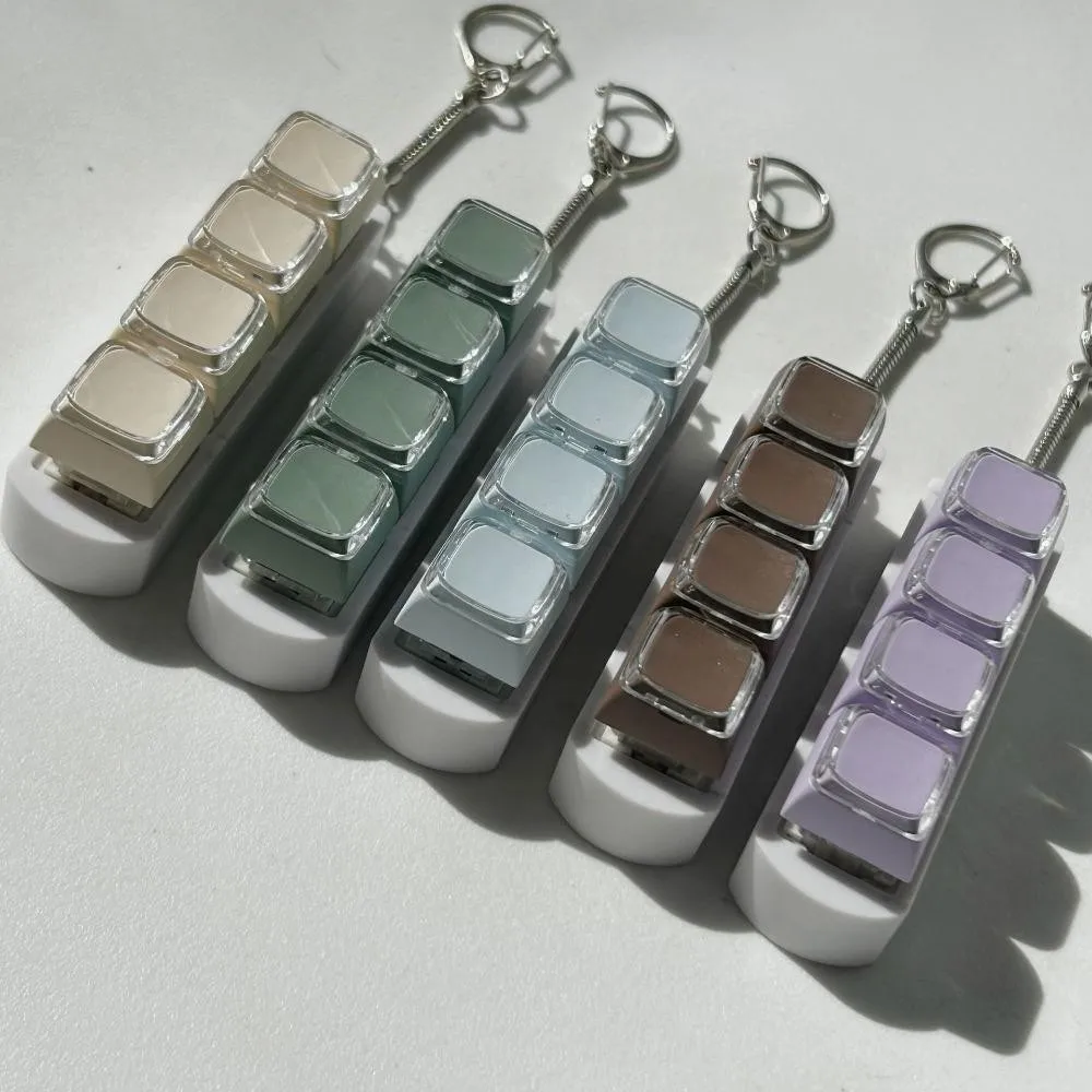 MAYSHOW Fidget Keychain , 4 Keys Pressure Relief Finger Keyboard Caps , DIY Key Keyboard Keycap Pass The Time Clicker Adult Toys
