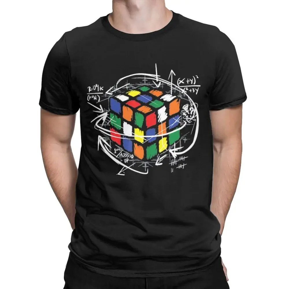 Math Rubik Rubix Rubics Player Cube Lovers Humor Short Sleeve Crew Neck Cotton manga streetweat fashion style new heavyweight