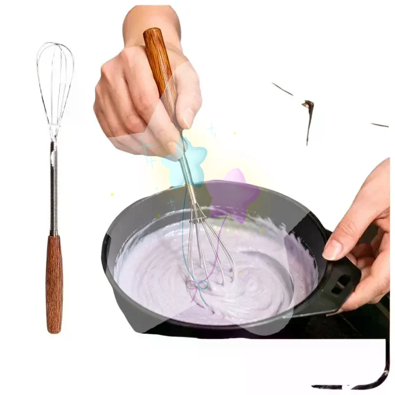 Hair Color Mixer Mini Manual Stainless Steel Stirring Stick with Ergonomic Wooden Handle for Salon Home Use