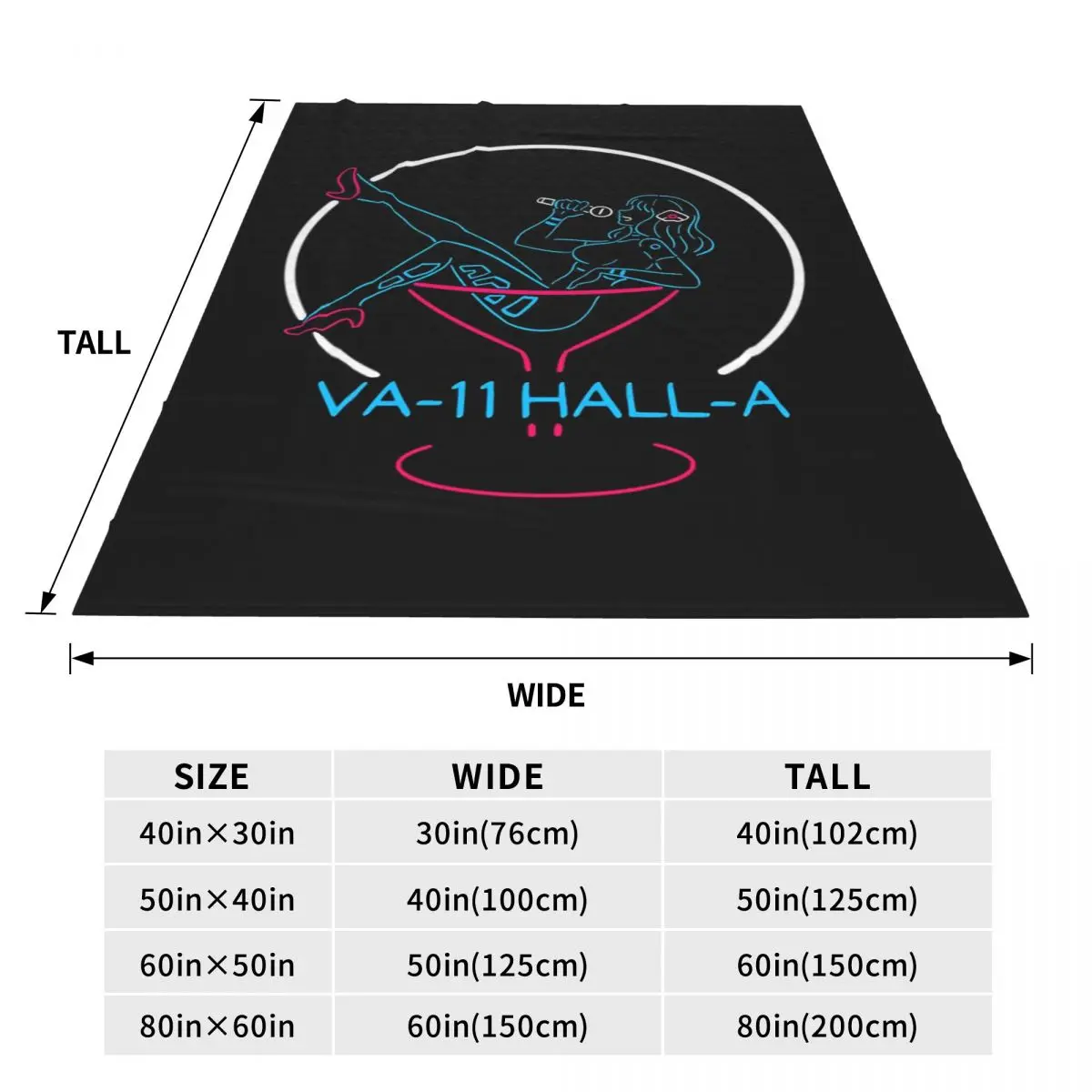 VA-11 Hall-A Neon Sign Blanket Soft Warm Flannel Throw Blanket Cover for Bed Living room Picnic Travel Home Sofa