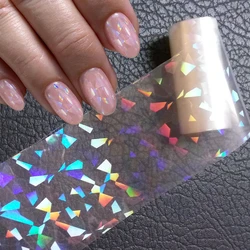 100cmx4cm Holographic Nail Sticker For Design DIY Nail Art Transfer Foils Laser Broken Glass Decal Manicure Film