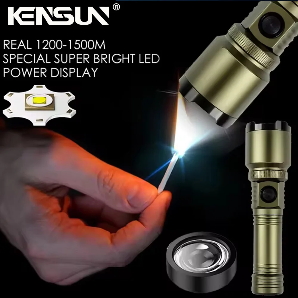 Flashlight Lighter & Power Bank Combo,Rechargeable,Zoomable Super Bright Beam,5 Modes Flashlight for Outdoor Camping Emergency