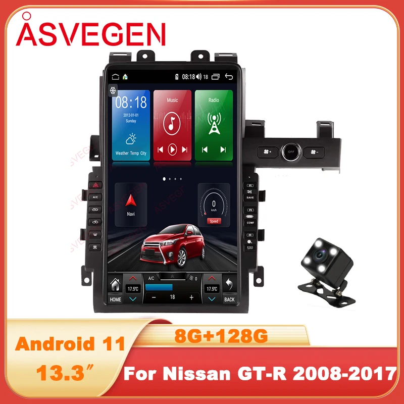 

13.3" Android 11 Car Multimedia Player For Nissan GT-R GTR R35 2008-2017 Auto Radio Audio Stereo Video GPS Navigation Screen