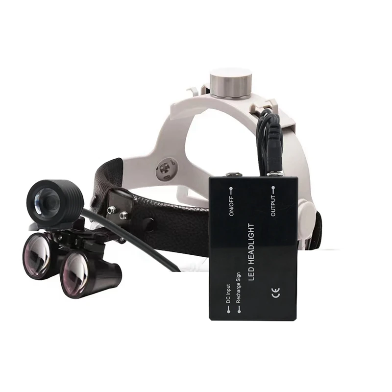 320-420 mm Dental Binocular Magnifier 2.5X 3.5X Optical Glass Helmet Magnifying Glass Dentist Surgery Surgical Loupes w Headlamp