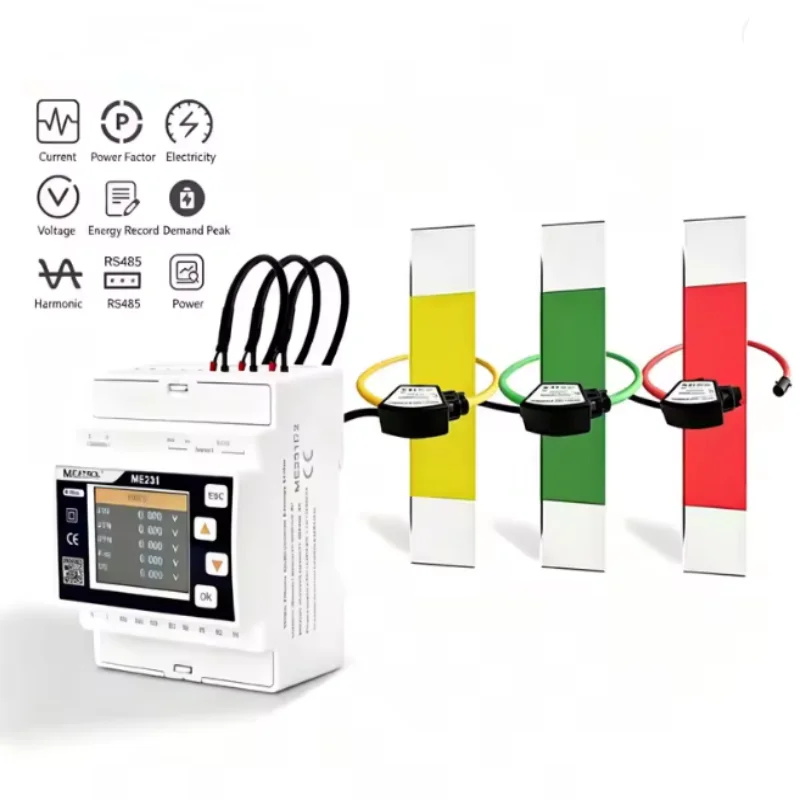 ME231 Advanced 3-Phase Digital Energy Meter Roche Coil & Voltage Compatible with Modbus Protocol RS485