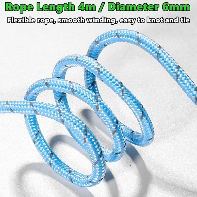 6mm Rock Climbing Rope 4 Meters,Outdoor Safety Climbing Rescue Grappling Lifeline Escape Descender Abseiling Fishing Rope - view 5