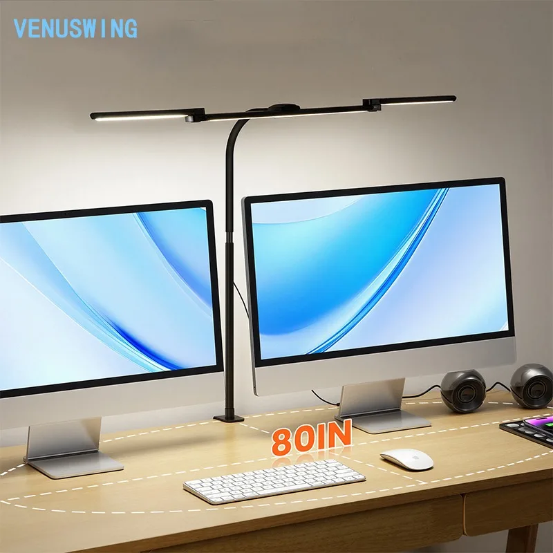 Three-Head Desk Lamp Clip-on LED Lamp Computer Screen Light Student Lamp 270  Adjustable Learning Light for Reading Studying
