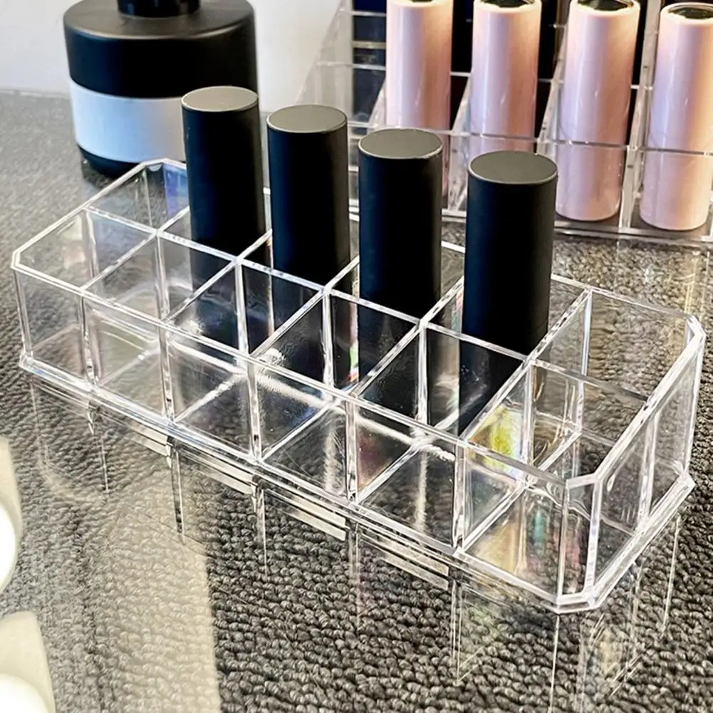 Practical 4 Rows Lipstick Storage Box Easy to Take 12/18/36 Grids Nail Polish Shelf Makeup Lip Gloss Organizer Keep Tidy