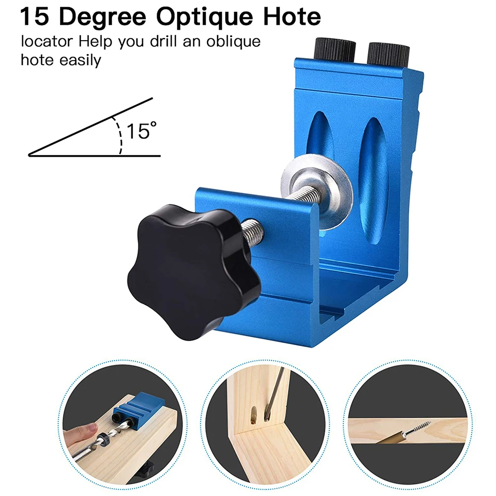 Pocket Hole Jig Kit Woodworking Inclined Hole Positioner Wood Guides Joint Angle Carpentry Locator Woodworking Tool