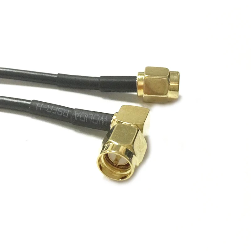 10pcs SMA Male Right Angle to SMA Male Plug Straight RF Coax Cable Pigtail Adapter RG174 15cm Wholesale