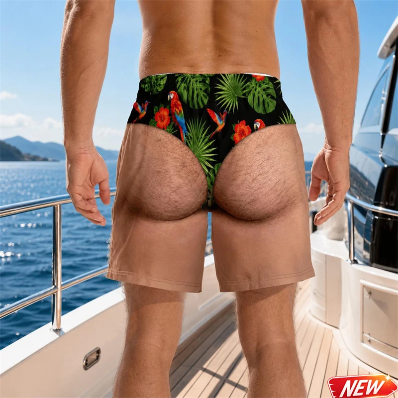 Tropical Fruit Graphic Beach Shorts Men Funny 3d Print Fake Skin Design Swim Trunks Casual Summer Hawaiian Vacation New Shorts