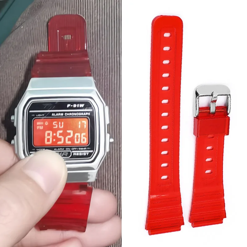 الراتنج حزام ساعة اليد ل كاسيو F-91W F-84 F-105/108 A-158/168 AE-1200/1300 حزام الساعات الرياضة الرجال سوار معصمه اكسسوارات 18 مللي متر #1