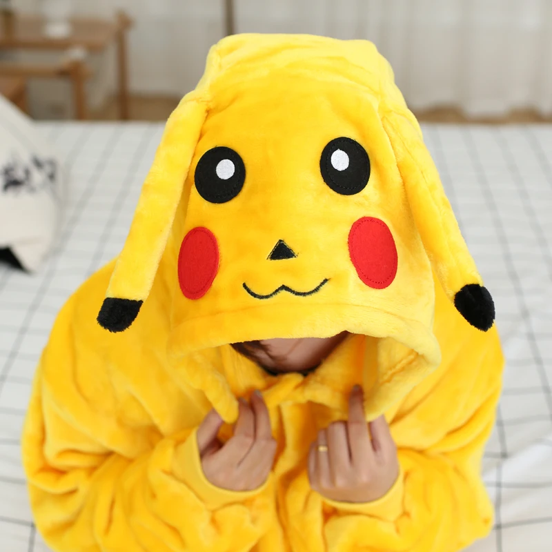 Animal Kigurumi Pikachu Cartoon Onesies Women Men Hooded Pajamas Sleepwear For Adults Halloween Christmas Cosplay Costumes