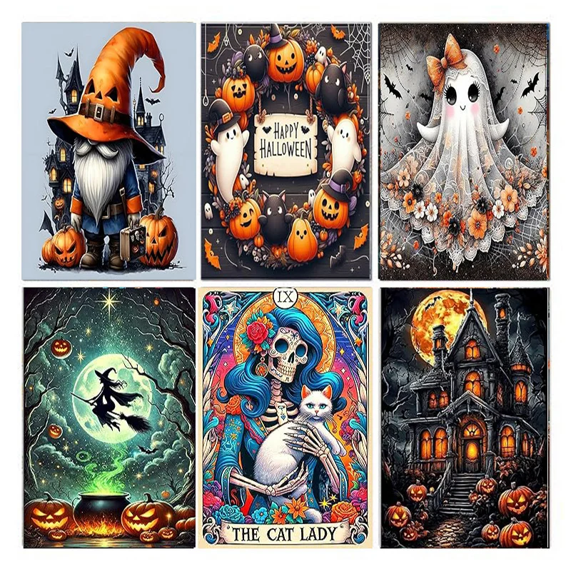 AB Diamant Malerei Halloween Kürbis 5D Diamant Malerei Set (Geeignet für Anfänger) DIY Mosaik Halloween Malerei Dekoration