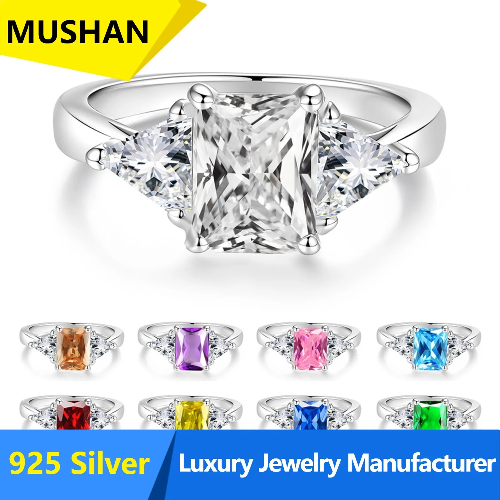 MUSHAN Luxury 925 Sterling Silver Jewelry Factory Color Moissanite Light Luxury Generous Temperament Versatile Fashion Elegant