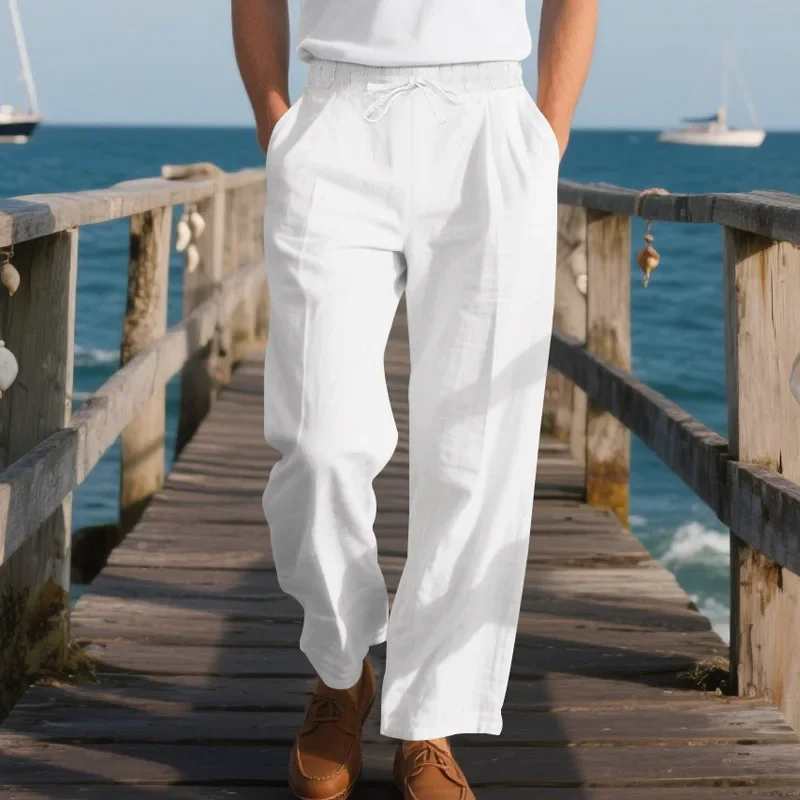 

Linen Hip Hop Beach Sports Spring Autumn Men's Loose Casual Wide Leg Casual Trousers Men Pants