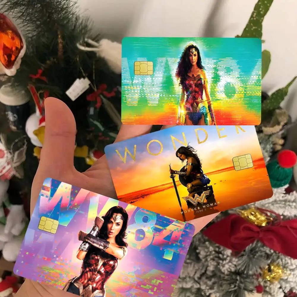 W-Wonder Woman Film Anmie Sticker Film Skin Cover For Credit Card Debit Bank Card Front