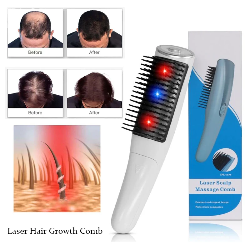 

Laser Hair Growth Comb Electric Hair Brush Laser Hair Loss Stop Regrow Therapy Treatment Comb Ozone Infrared Scalp Massager Comb