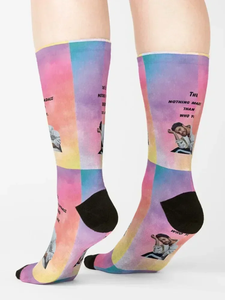 Glee Darren Criss Quote Watercolour Socks hiphop professional running crazy moving stockings Woman Socks Men's