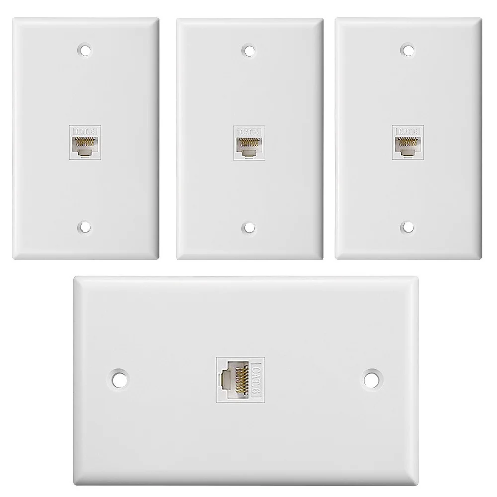 1-Port Ethernet Wall Plate, Keystone Jack Wall Plate With RJ45 Keystone Female To Female Inline Coupler Insert-N35R