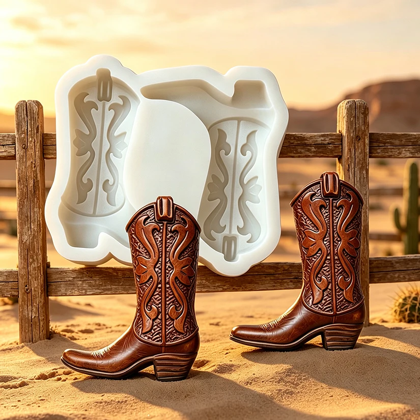 Cowboy Boots Silicone Sugarcraft Mold Resin Tools Chocolate Cupcake Baking Fondant Cake Decorating Tools