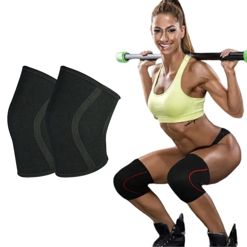 

1 Pair Knee Pads Braces Support Men Women Gym Sports Compression Neoprene Knee Protector For CrossFit Powerlifting 7mm Sleeves