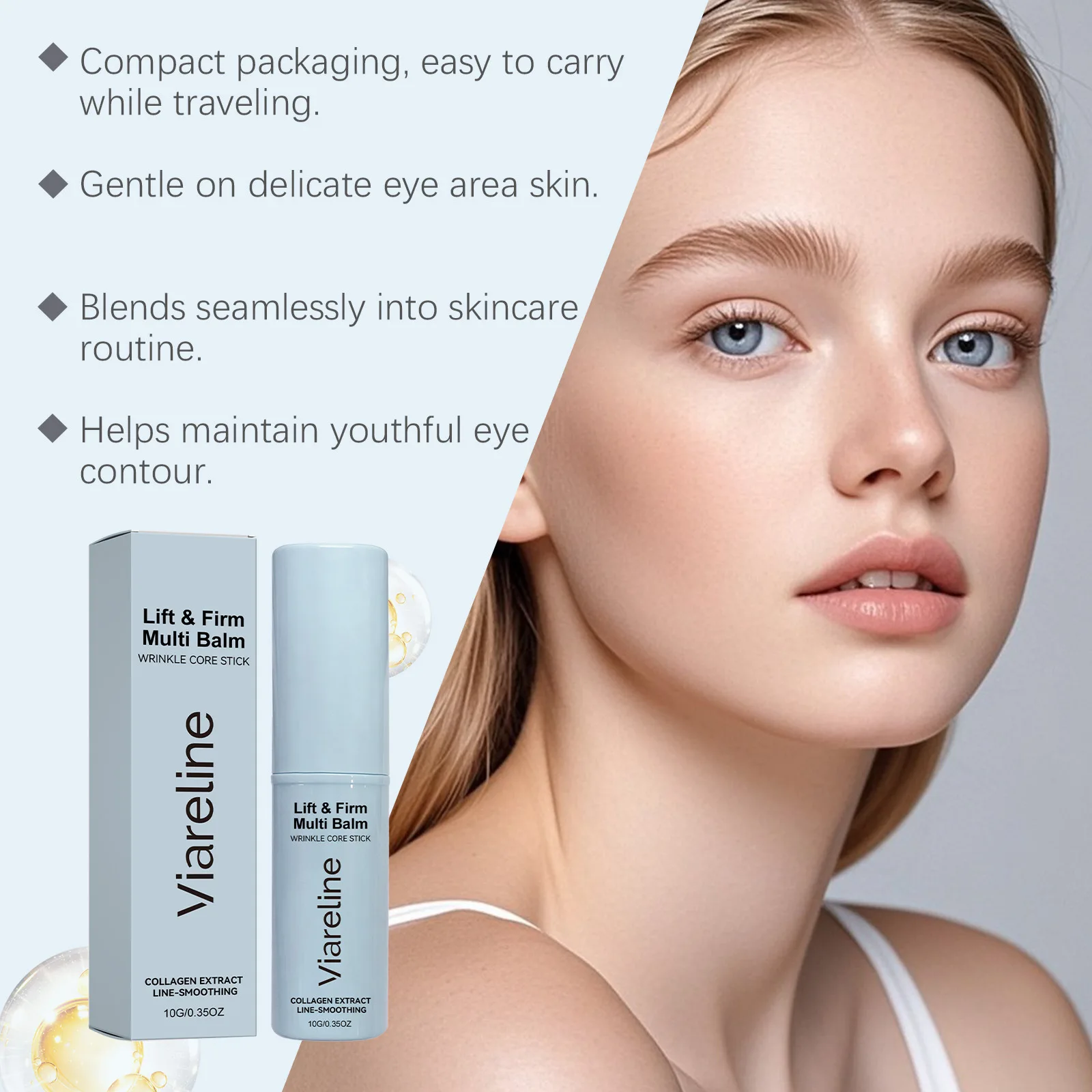 VIARELINE Portable Eye Massage Cream Stick Hydrating Brightening Firming Anti Aging Under Eye Treatment