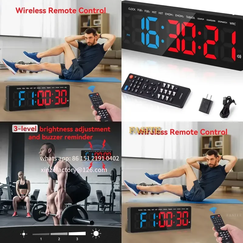 Large 3.5 Inch LED Wall Clock for Gym Interval Training and Countdown Workouts Customizable Digital Stopwatch with Bright