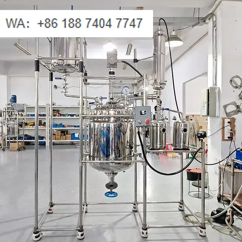 for Yuhua Custom Lab 100L Jacketed Stainless Steel Reactor with Feeding Tank and Double Collection Flasks
