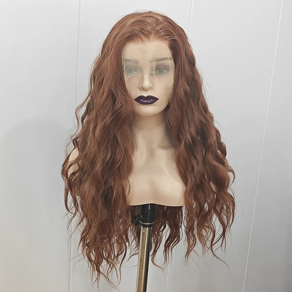 Brown Wig Loose Wave Synthetic Lace Wig Natural Hairline Body Wavy Free Part Lace Frontal Wigs Women Daily Makeup Use Brown Hair