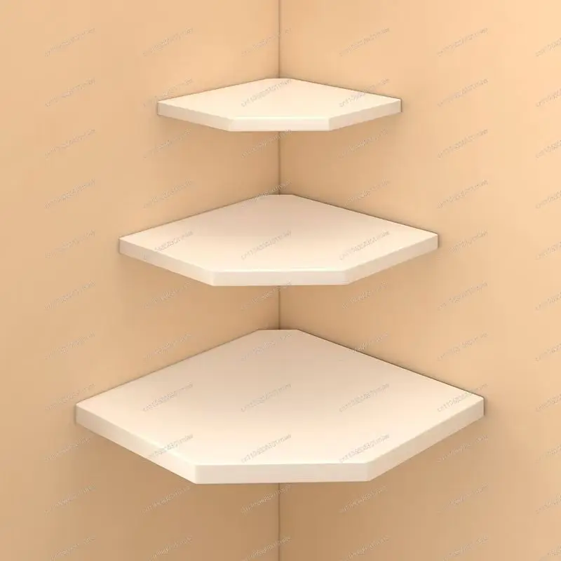 Solid Wood Corner Wall Shelf, Punch-Free Fan-Shaped Angle Partition for Living Room, Kitchen & Books Storage