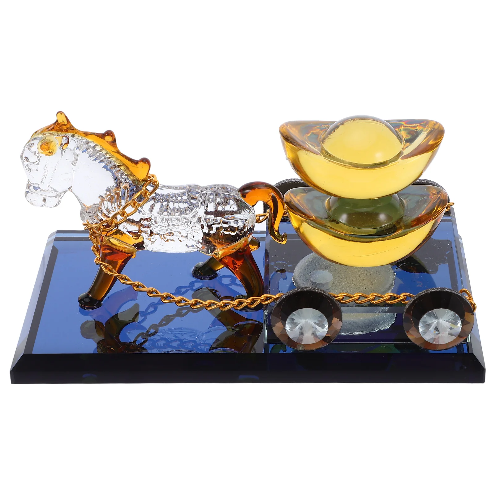 

Crystal Horse Carriage Sculpture Year of The Horse 2026 Feng Shui Wealth Chinese Zodiac Animal Home Office Luxury Decor