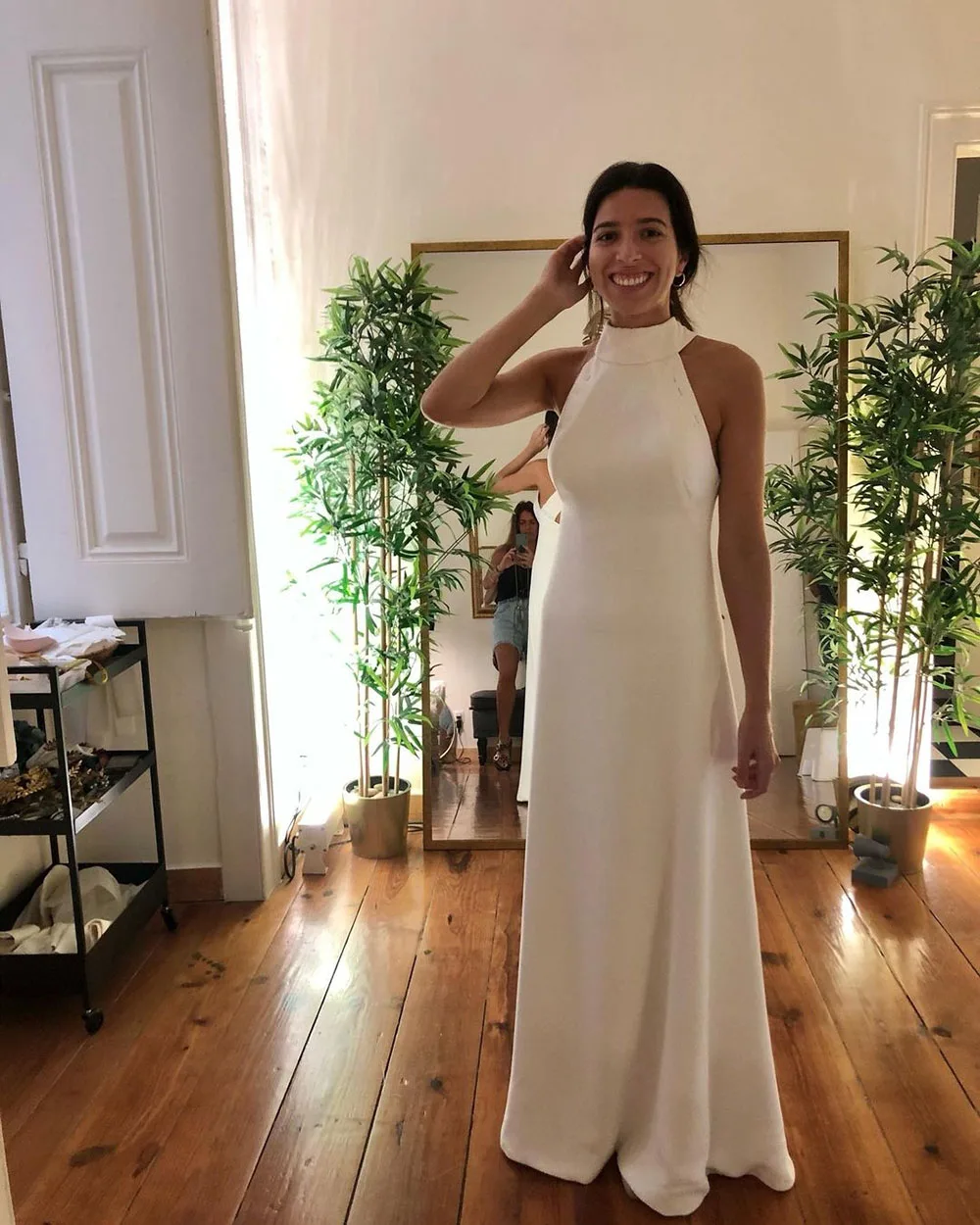 Vestido De Novia De sirena sin mangas con cuello Halter, vestido De Novia largo De satén con espalda descubierta