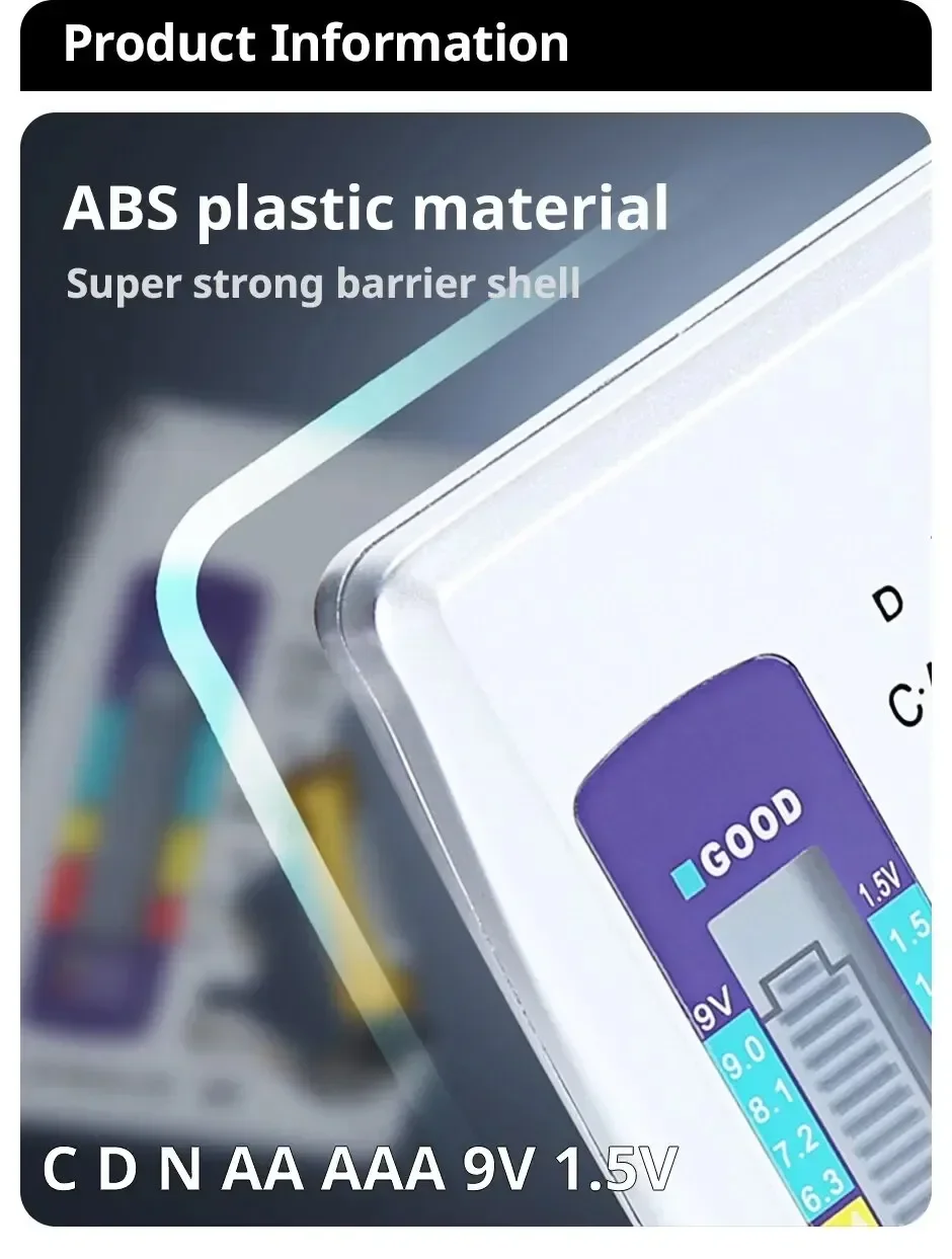 NEW Digital Battery Tester C D N AA AAA 9V 1.5V Button Cell Capacity Check Detector LCD Display Capacitance Diagnostic Tool