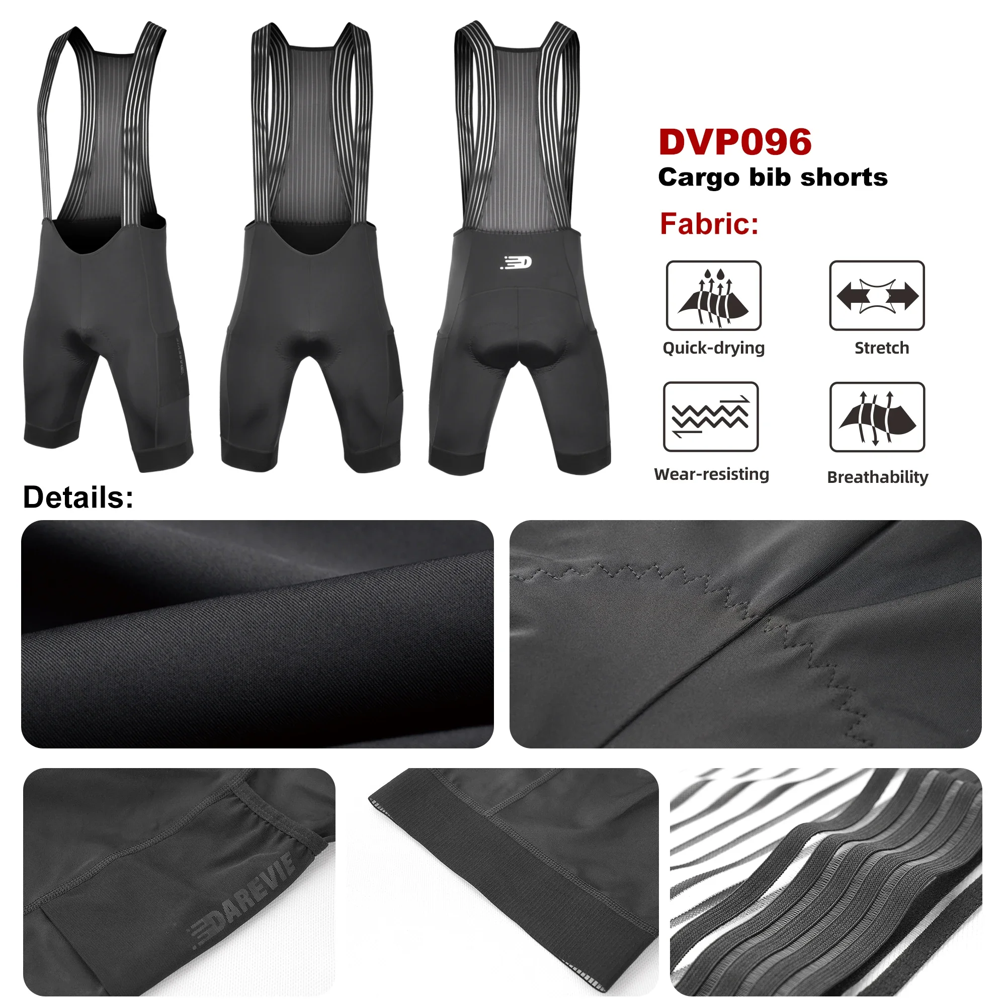 DAREVIE-pantalones cortos de ciclismo para hombre con bolsillos, pantalones cortos darevie cycling pierna de 5CM,  prof