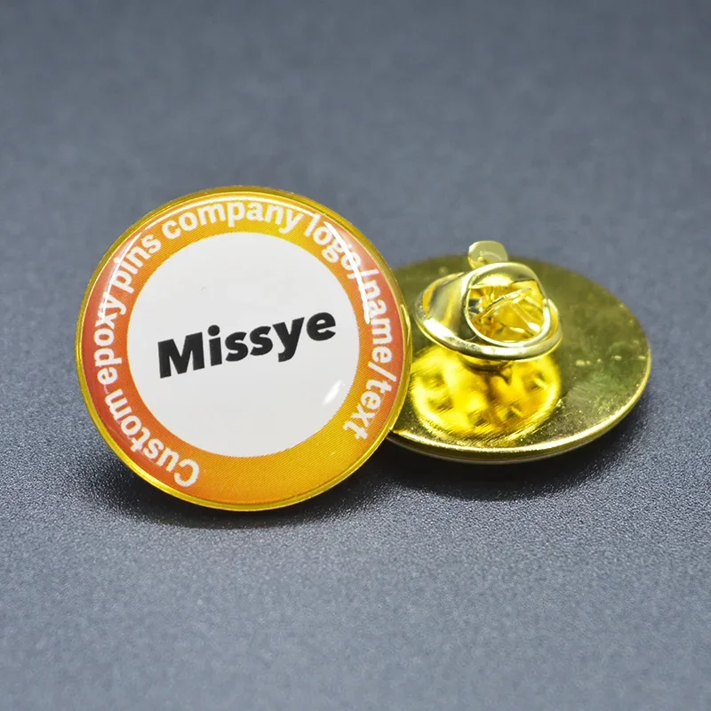 Miss Ye 100pcs/lot epoxy pins  personalized metal badges lapel pins custom Company annual meeting Souvenirs значки