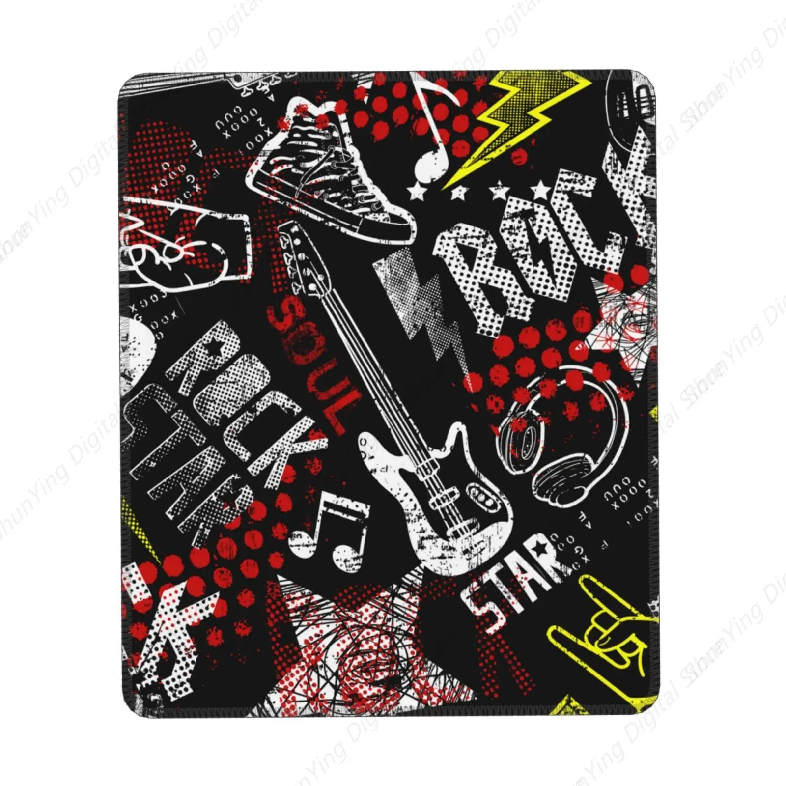 

Mouse Pad Graffiti Art Rock Pattern Anti Slip Rubber Base Mouse Pad Sewn Edges Suitable For Gaming Office Laptops 25*30cm