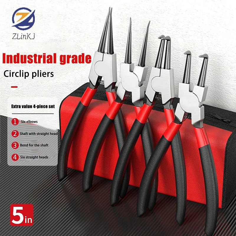 1Piece 5inch Circlip Pliers Needle Nose Pliers Retaining Ring Pliers For Removing Installing Puller Locking Rings Shafts