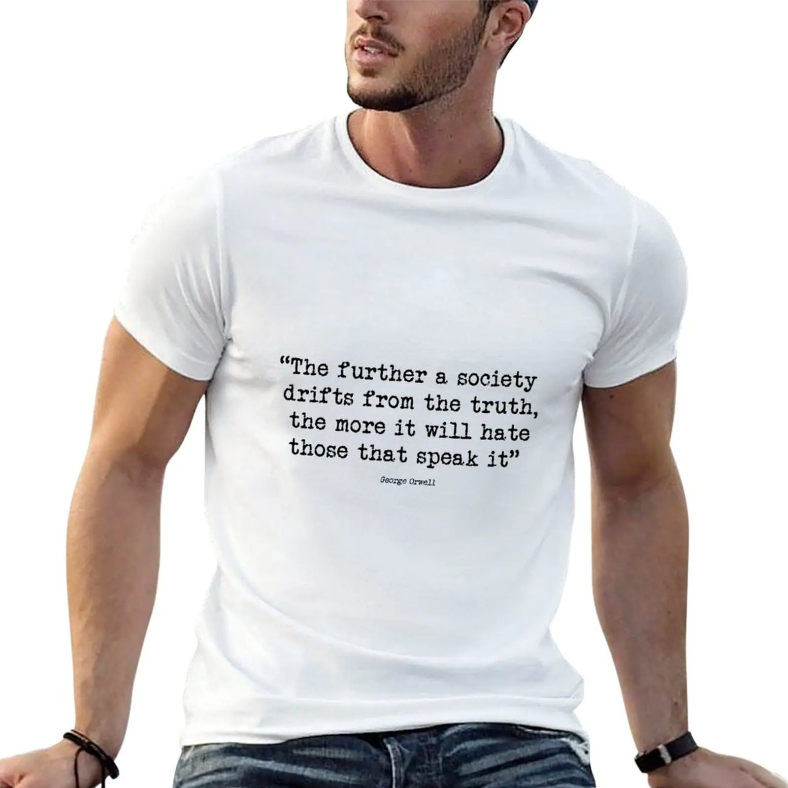 T-shirt à manches courtes anti-rides avec citation de George Orwell sur la vérité