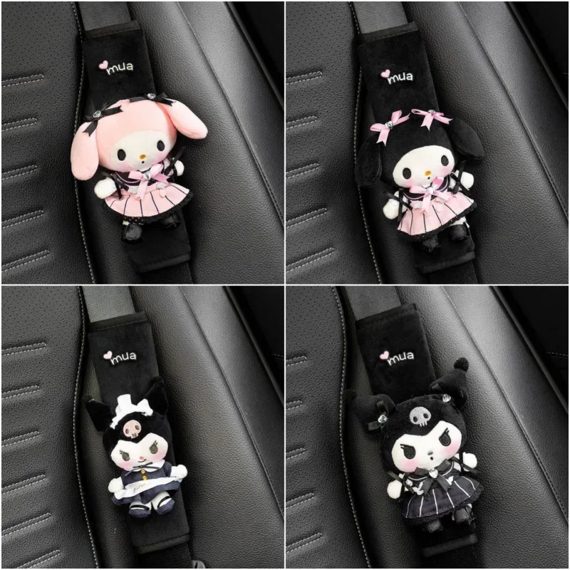 

Sanrios Cartoon Kuromi My Melody Cute Soft Plushie Doll Car Seat Belt Protector Cover Decoration Accessories Shoulder Protectors