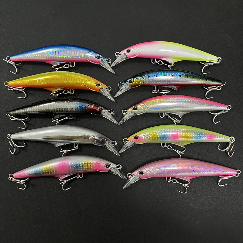 Señuelos de Pesca de pececillo que se hunden, cebo duro Artificial de fundición larga de 120mm y 45g, Wobblers de trucha de agua salada para Lucio