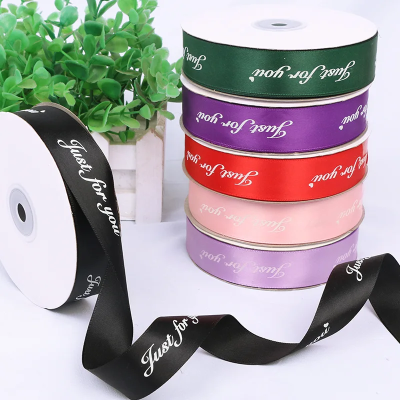 10 Yards Colour 2.5CM Flower Packaging Ribbon Cake Box Gift Box Floral Ribbon Baking Printing English Fruit Tied Ribbons