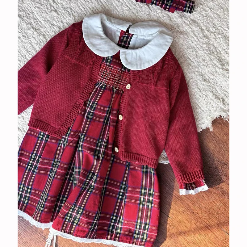 2025 New Sister Dress Christmas Toddler Baby Girls Clothes Christmas Sister Matching Xmas Bodysuit Dress Outfits Red Plaids Sets view 6
