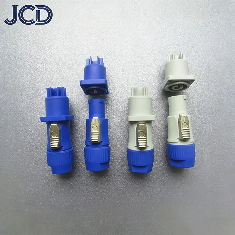 2PCS 3-Pin Power Connector 20A 250V~Male Plug with Drilled Hole For LED Screen / Stage Light / Power Connection
