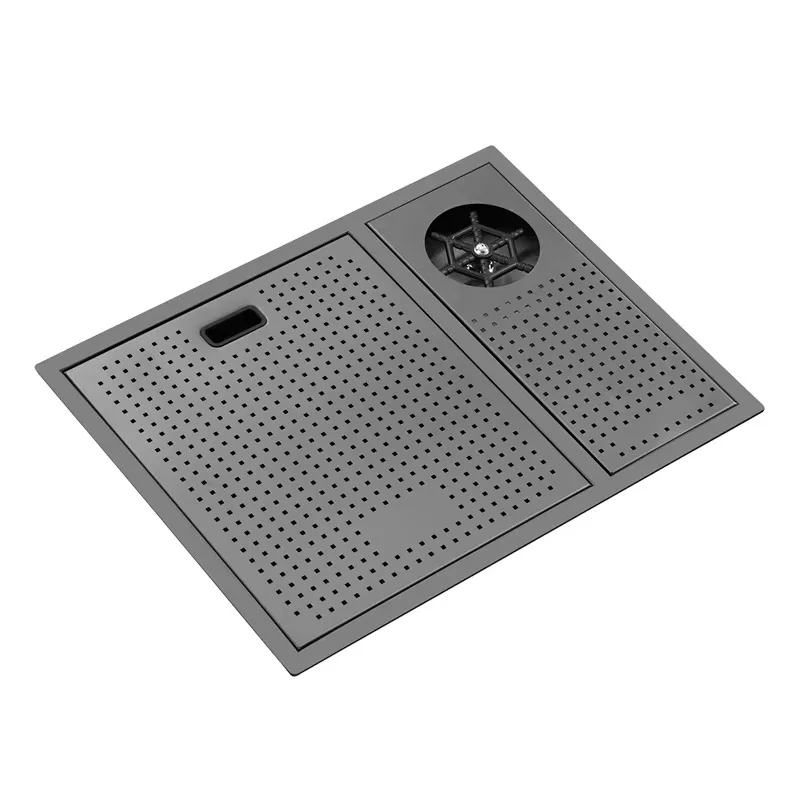 

304 Stainless Steel Hidden Middle Island Bar Sink with Cover Plate Cup Washer Single Tank Mini Small Vegetable Basin