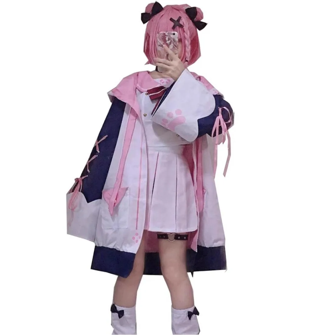 

2023 Anime Vtuber Nijisanji Gamers Sasaki Saku Cosplay Costumes Adult Women JK Uniform Jacket Skirt Panda Pink Hoodies Halloween